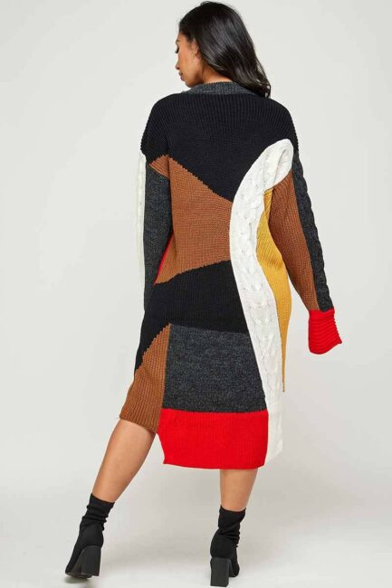 COLOR BLOCK SWEATER DRESS - Image 4