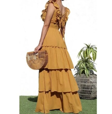 TIERED MAXI DRESS - MUSTARD - Image 3