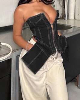 CORSET TOP W/DETACHABLE POCKETS