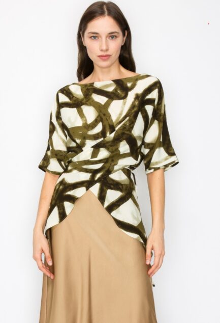 OLIVE PRINT TOP - Image 3